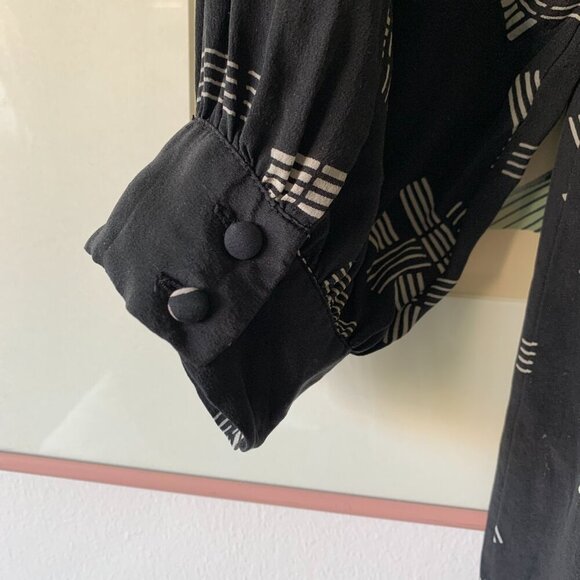 Urban Outfitters Lux Silk Pattern Black Tunic Top Dark Fairy Witchy Whimsigoth - Picture 7 of 13